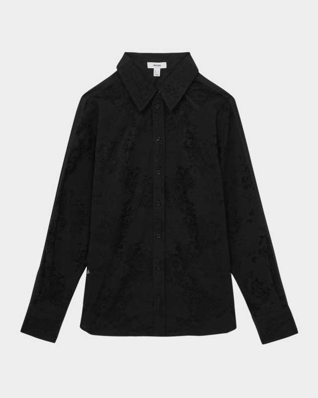 Lacey Floral Lace-Front Shirt
